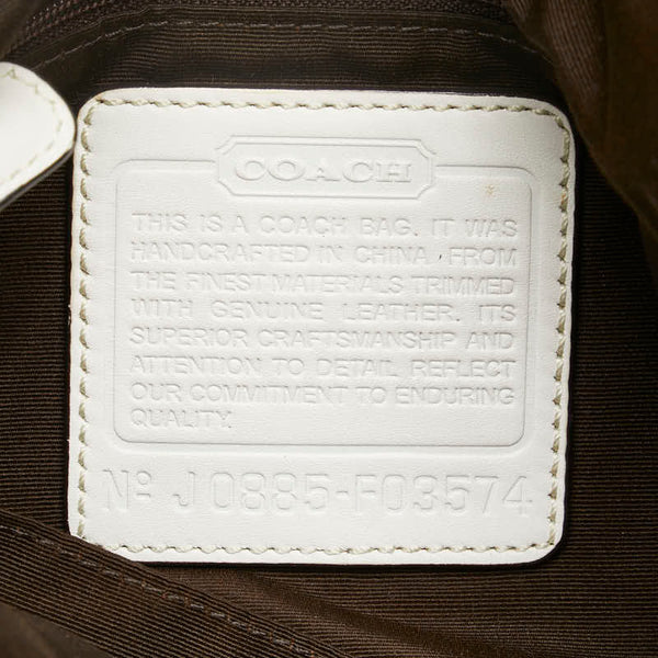 コーチ シグネチャー ハンドバッグ トートバッグ F03574 ベージュ ホワイト キャンバス レザー レディース COACH 【中古】