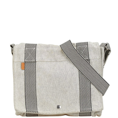 エルメス フールトゥ バサスPM 斜め掛け ショルダーバッグ グレー ブラック キャンバス レディース HERMES 【中古】