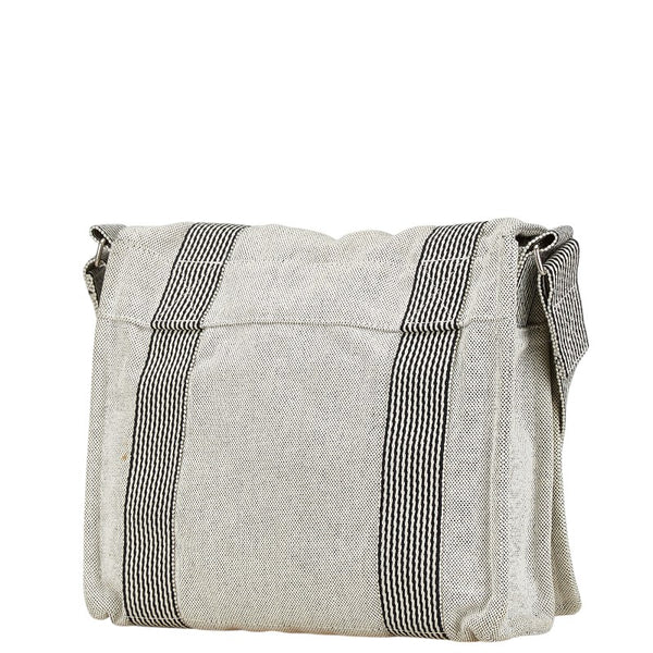 エルメス フールトゥ バサスPM 斜め掛け ショルダーバッグ グレー ブラック キャンバス レディース HERMES 【中古】