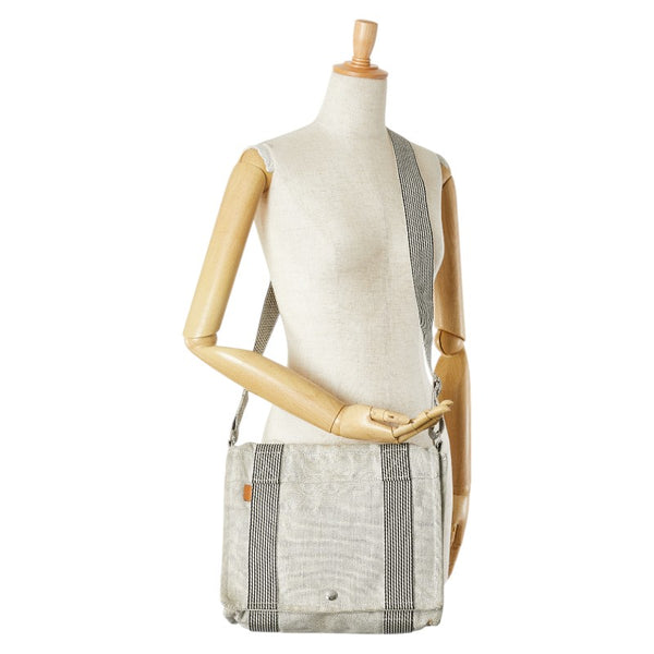 エルメス フールトゥ バサスPM 斜め掛け ショルダーバッグ グレー ブラック キャンバス レディース HERMES 【中古】