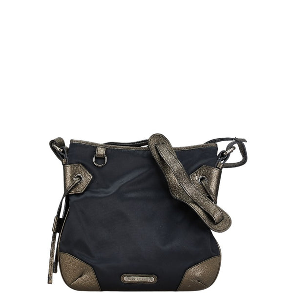 バーバリー 斜め掛け ショルダーバッグ ブラック カーキ ナイロン レザー レディース BURBERRY 【中古】