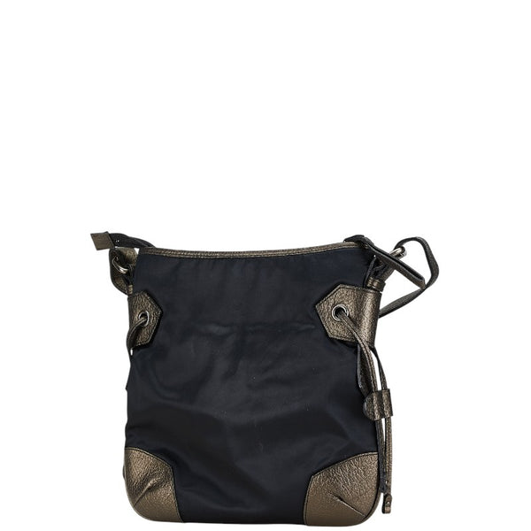 バーバリー 斜め掛け ショルダーバッグ ブラック カーキ ナイロン レザー レディース BURBERRY 【中古】