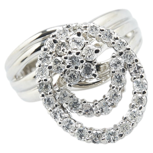 Pt900 プラチナ ダイヤ1.00ct 花 フラワー モチーフ ラウンド サークル スイング リング 指輪 レディース 11.5号 【中古】