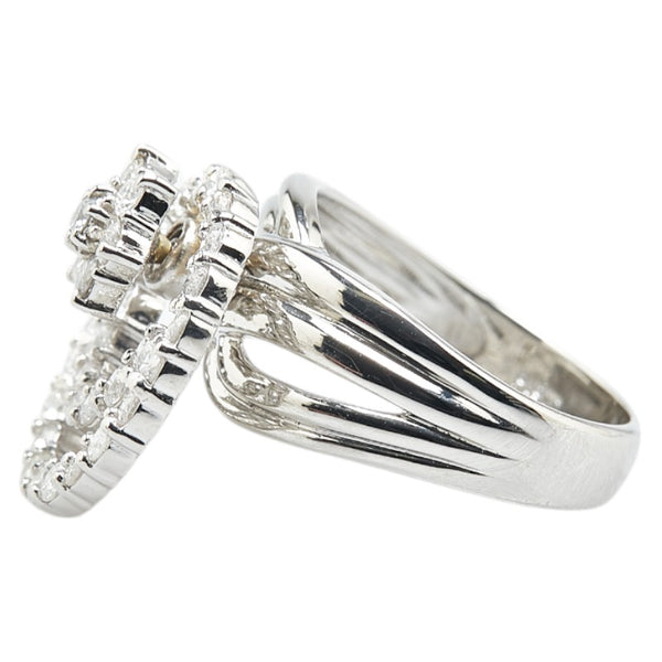 Pt900 プラチナ ダイヤ1.00ct 花 フラワー モチーフ ラウンド サークル スイング リング 指輪 レディース 11.5号 【中古】