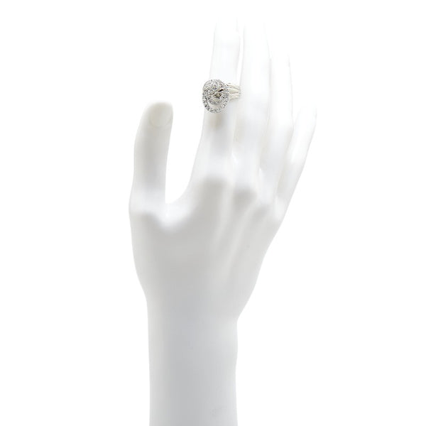 Pt900 プラチナ ダイヤ1.00ct 花 フラワー モチーフ ラウンド サークル スイング リング 指輪 レディース 11.5号 【中古】