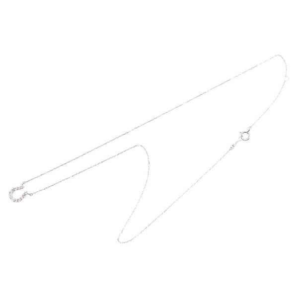 K18WG ホワイトゴールド ダイヤ0.20ct ホースシュー 馬蹄 モチーフ ペンダントネックレス レディース 【中古】
