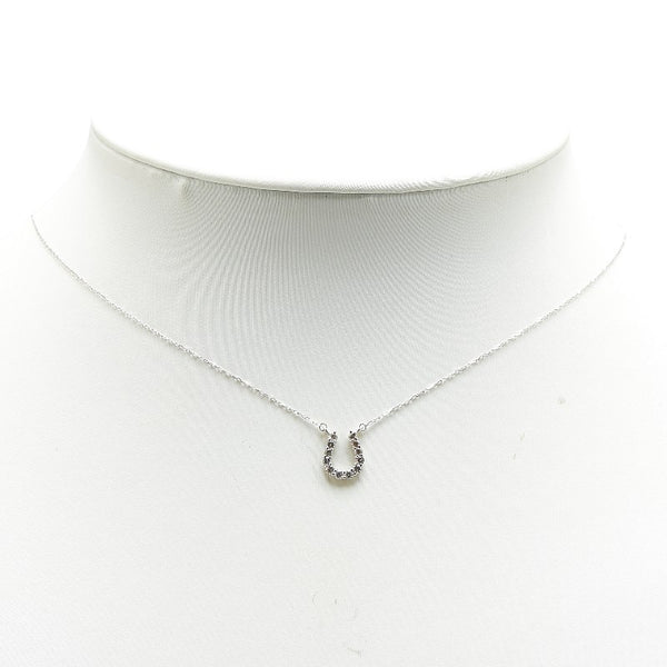 K18WG ホワイトゴールド ダイヤ0.20ct ホースシュー 馬蹄 モチーフ ペンダントネックレス レディース 【中古】