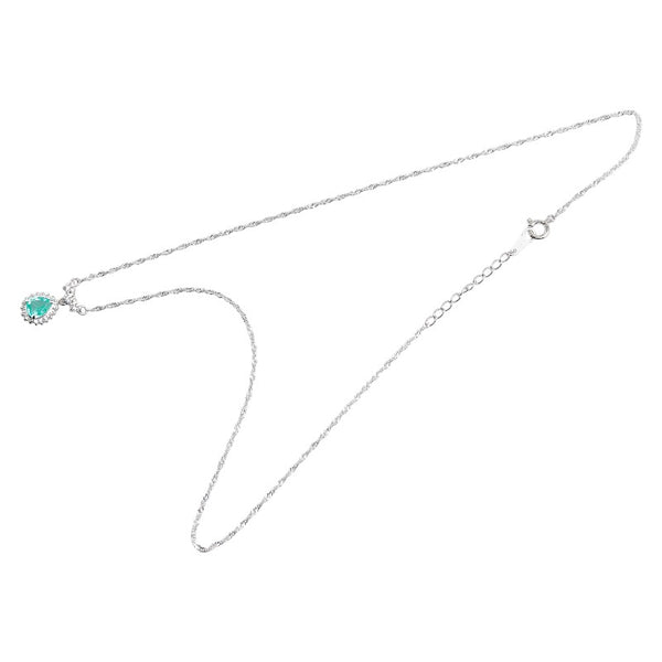 Pt900 プラチナ Pt850 プラチナ エメラルド0.65ct ダイヤ0.35ct リボン ティアドロップ 雫 モチーフ ネックレス レディース 【中古】