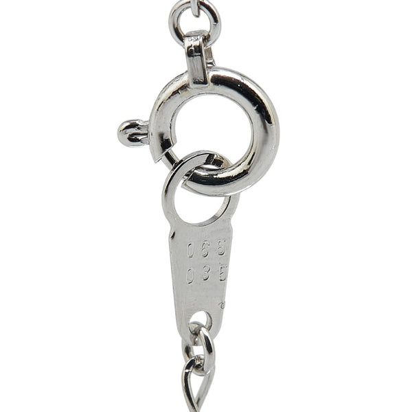Pt900 プラチナ Pt850 プラチナ エメラルド0.65ct ダイヤ0.35ct リボン ティアドロップ 雫 モチーフ ネックレス レディース 【中古】