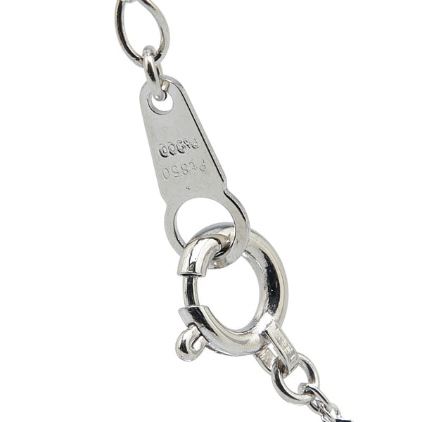 Pt900 プラチナ Pt850 プラチナ エメラルド0.65ct ダイヤ0.35ct リボン ティアドロップ 雫 モチーフ ネックレス レディース 【中古】
