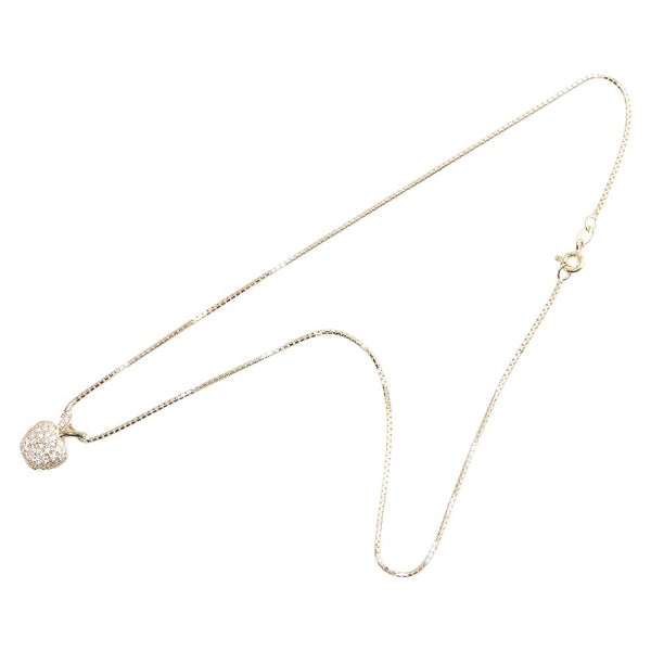 K18YG イエローゴールド ダイヤ0.45ct りんご アップル モチーフ ベネチアン チェーン ネックレス レディース 【中古】