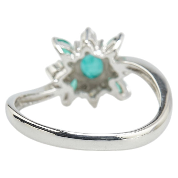 Pt900 プラチナ エメラルド0.47ct ダイヤ0.16ct リング 指輪 レディース 12号 【中古】