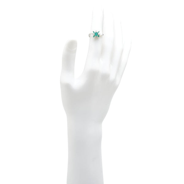Pt900 プラチナ エメラルド0.47ct ダイヤ0.16ct リング 指輪 レディース 12号 【中古】