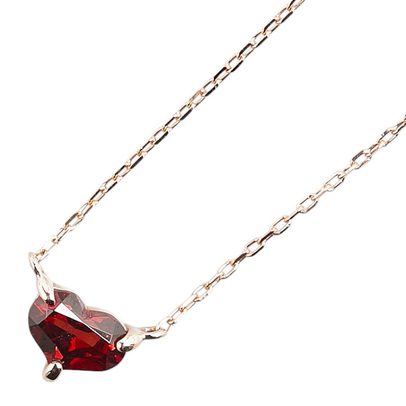 サマンサティアラ K10PG ピンクゴールド ガーネット ハート モチーフ プチ ネックレス  Samantha Tiara 【中古】