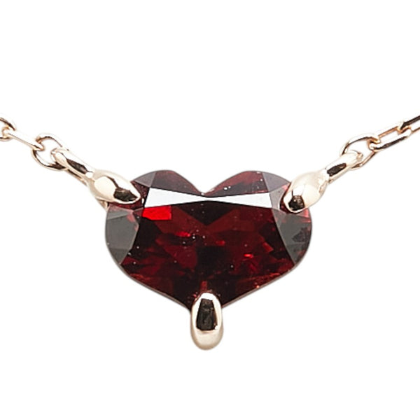 サマンサティアラ K10PG ピンクゴールド ガーネット ハート モチーフ プチ ネックレス  Samantha Tiara 【中古】