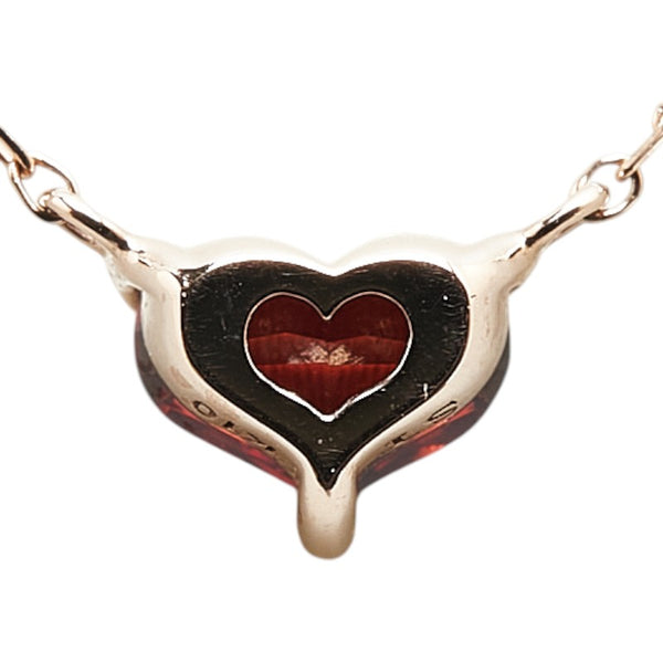 サマンサティアラ K10PG ピンクゴールド ガーネット ハート モチーフ プチ ネックレス  Samantha Tiara 【中古】