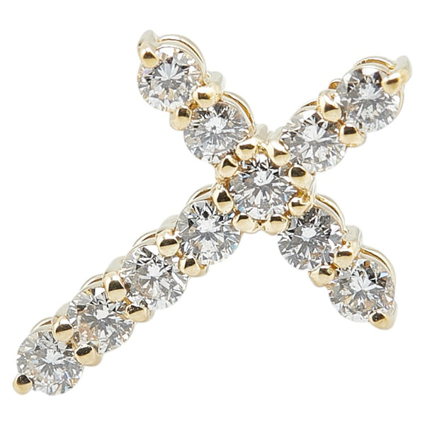 K18YG イエローゴールド ダイヤ0.70ct クロス 十字架 モチーフ ペンダントトップ レディース 【中古】