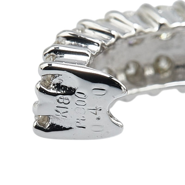 Pt900 プラチナ K18WG ホワイトゴールド コンビ ダイヤ0.80ct フープ イヤリング レディース 【中古】