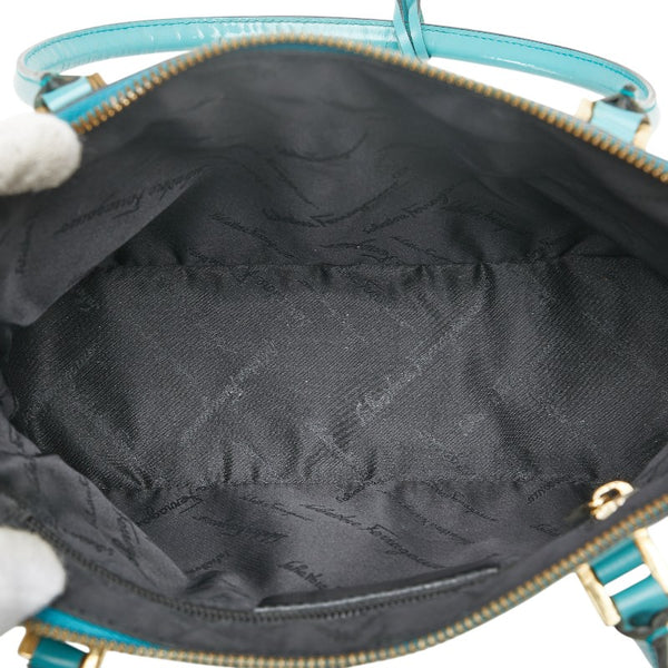 サルヴァトーレフェラガモ ハンドバッグ AU-21 2304 ライトブルー レザー レディース Salvatore Ferragamo 【中古】