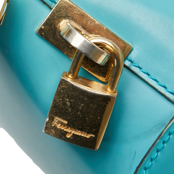 サルヴァトーレフェラガモ ハンドバッグ AU-21 2304 ライトブルー レザー レディース Salvatore Ferragamo 【中古】