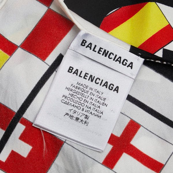 バレンシアガ ロゴ 国旗  スカーフ ホワイト マルチカラー シルク レディース BALENCIAGA 【中古】