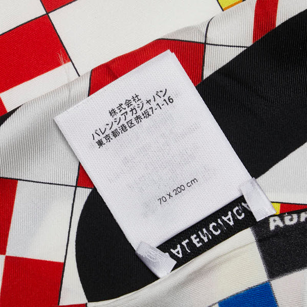 バレンシアガ ロゴ 国旗  スカーフ ホワイト マルチカラー シルク レディース BALENCIAGA 【中古】