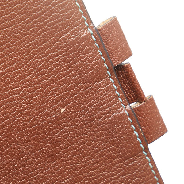 エルメス アジェンダ ヴィジョン 手帳カバー ブラウン ブルー レザー レディース HERMES 【中古】