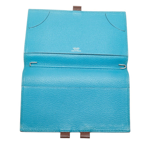 エルメス アジェンダ ヴィジョン 手帳カバー ブラウン ブルー レザー レディース HERMES 【中古】