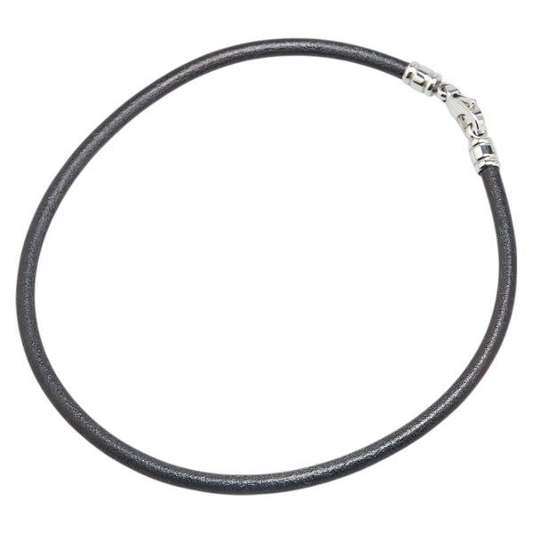 ブルガリ チョーカー ブラック シルバー レザー メタル メンズ BVLGARI 【中古】