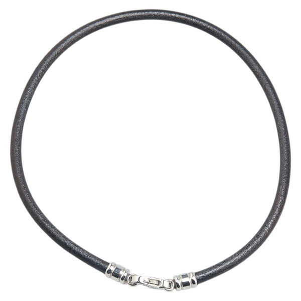 ブルガリ チョーカー ブラック シルバー レザー メタル メンズ BVLGARI 【中古】