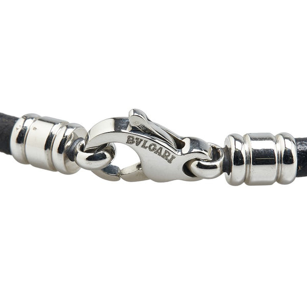 ブルガリ チョーカー ブラック シルバー レザー メタル メンズ BVLGARI 【中古】