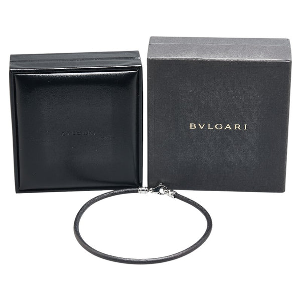 ブルガリ チョーカー ブラック シルバー レザー メタル メンズ BVLGARI 【中古】