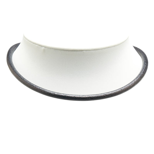 ブルガリ チョーカー ブラック シルバー レザー メタル メンズ BVLGARI 【中古】