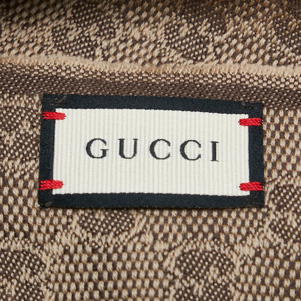 グッチ GG柄 シェリーライン マフラー 147351 ベージュ ブラウン ウール シルク レディース GUCCI 【中古】
