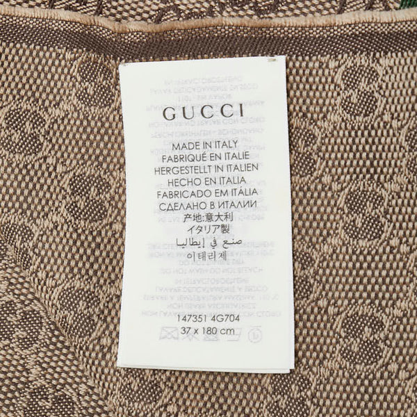 グッチ GG柄 シェリーライン マフラー 147351 ベージュ ブラウン ウール シルク レディース GUCCI 【中古】
