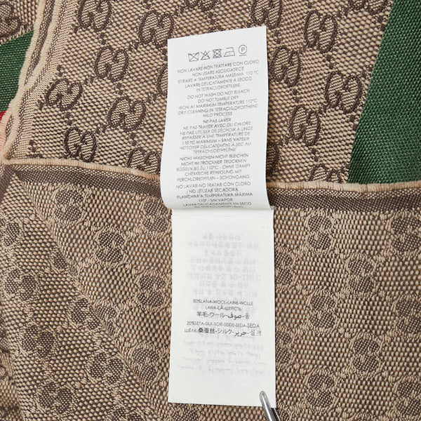 グッチ GG柄 シェリーライン マフラー 147351 ベージュ ブラウン ウール シルク レディース GUCCI 【中古】