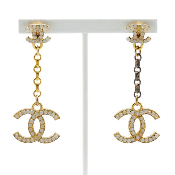 シャネル ココマーク ラインストーン ピアス ゴールド メッキ レディース CHANEL 【中古】