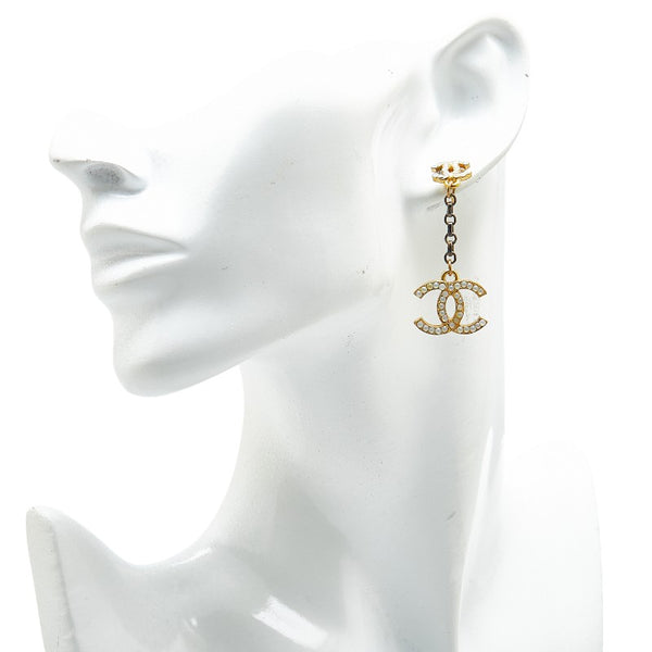 シャネル ココマーク ラインストーン ピアス ゴールド メッキ レディース CHANEL 【中古】