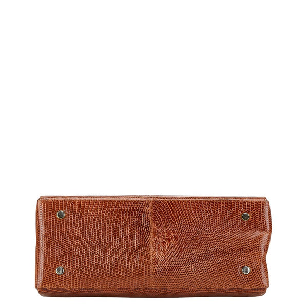 サルヴァトーレフェラガモ ガンチーニ ショルダーバッグ ハンドバッグ 2WAY E210536 ブラウン リザード レディース Salvatore Ferragamo 【中古】