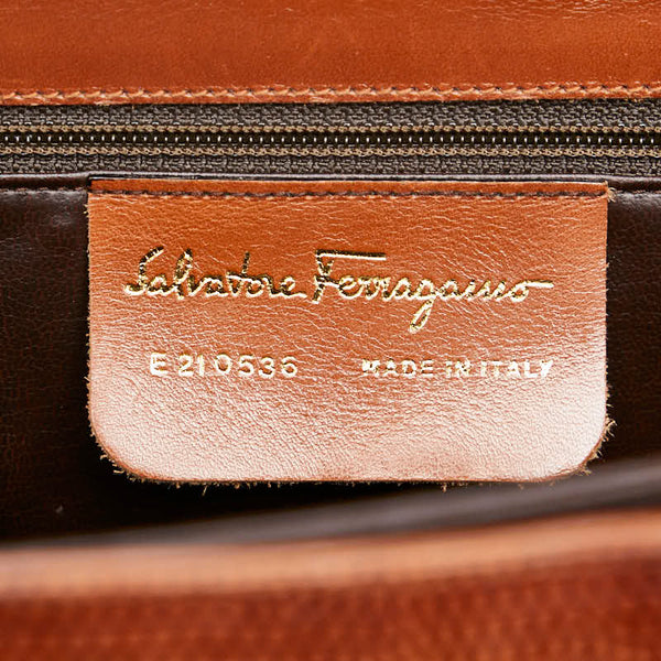 サルヴァトーレフェラガモ ガンチーニ ショルダーバッグ ハンドバッグ 2WAY E210536 ブラウン リザード レディース Salvatore Ferragamo 【中古】