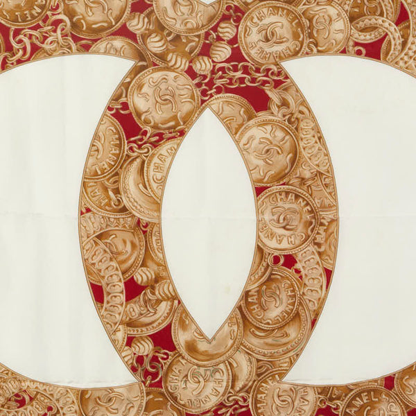 シャネル ココマーク スカーフ ホワイト マルチカラー シルク レディース CHANEL 【中古】