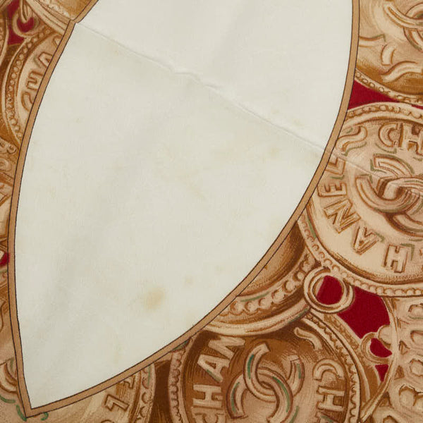 シャネル ココマーク スカーフ ホワイト マルチカラー シルク レディース CHANEL 【中古】