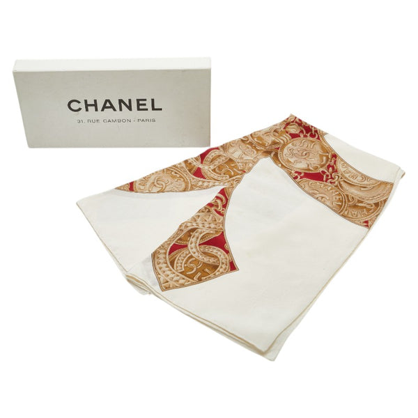 シャネル ココマーク スカーフ ホワイト マルチカラー シルク レディース CHANEL 【中古】