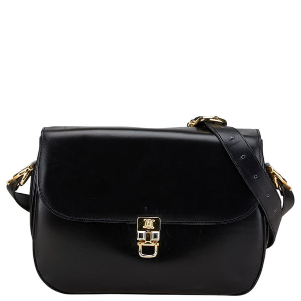 セリーヌ トリオンフ ショルダーバッグ ブラック レザー レディース CELINE 【中古】
