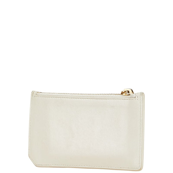 サンローラン フラグメント スター カードケース パスケース コインケース 458583 ホワイト レザー レディース SAINT LAURENT 【中古】