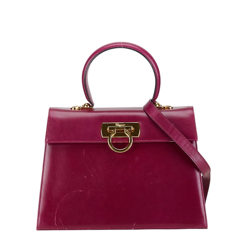 サルヴァトーレフェラガモ ガンチーニ ハンドバッグ ショルダーバッグ 2WAY O212181 パープル レザー レディース Salvatore Ferragamo 【中古】