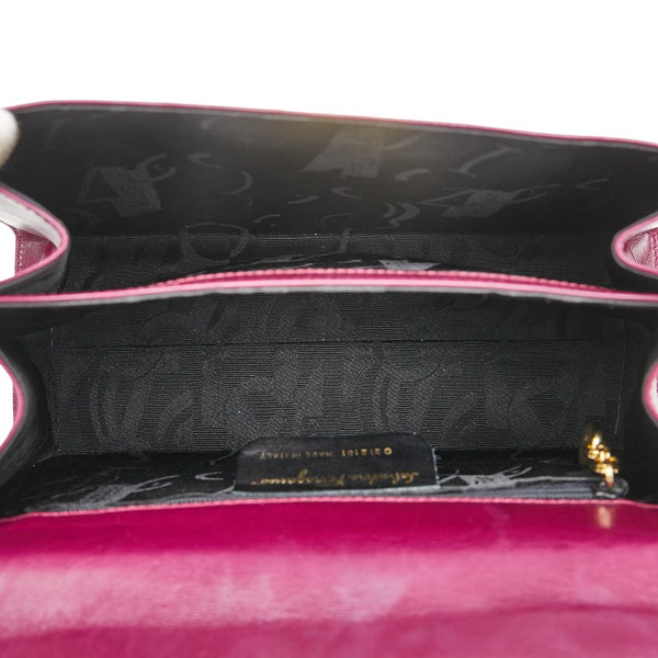 サルヴァトーレフェラガモ ガンチーニ ハンドバッグ ショルダーバッグ 2WAY O212181 パープル レザー レディース Salvatore Ferragamo 【中古】