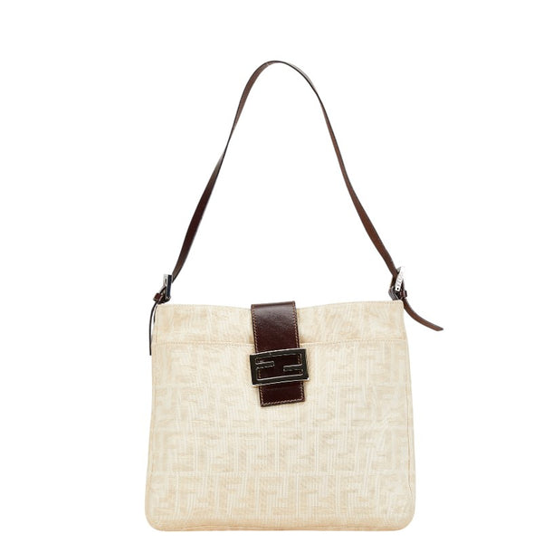 フェンディ ズッカ ワンショルダーバッグ 26727 ベージュ ブラウン キャンバス レザー レディース FENDI 【中古】