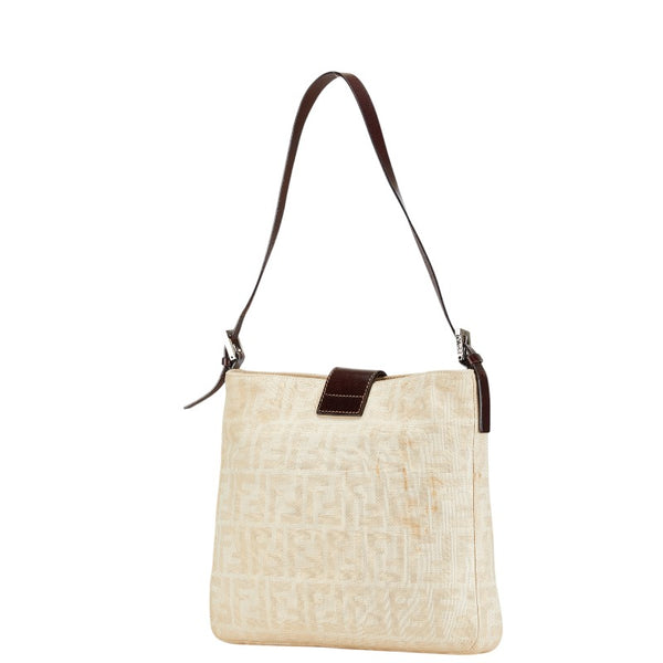 フェンディ ズッカ ワンショルダーバッグ 26727 ベージュ ブラウン キャンバス レザー レディース FENDI 【中古】
