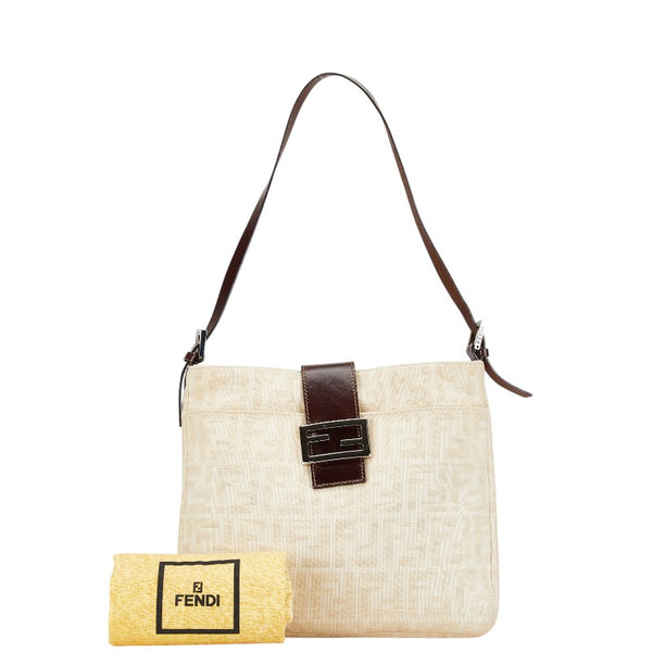 フェンディ ズッカ ワンショルダーバッグ 26727 ベージュ ブラウン キャンバス レザー レディース FENDI 【中古】
